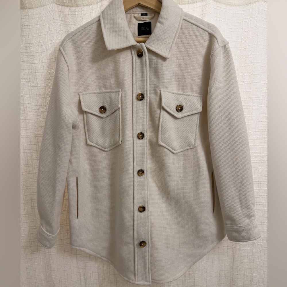 RDI Cream Utility Shacket with Button Details and Pockets